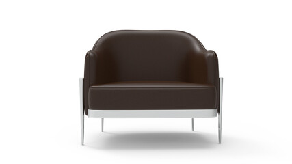 Modern  brown leather armchair isolated on white background. Furniture Collection
