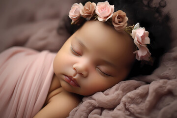 Obraz na płótnie Canvas Professional photoshoot of a cute newborn mixed-raced baby 