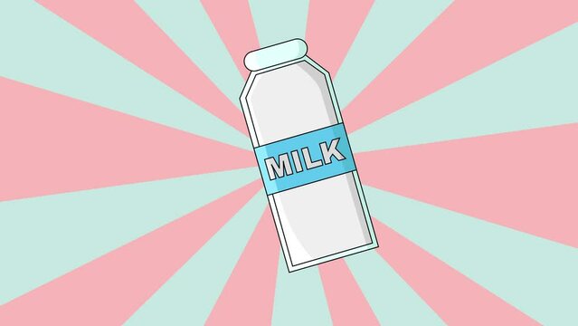 Animation of a milk bottle icon with a rotating background