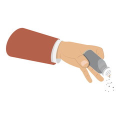 Vector Illustration of Hand with a Spice Shaker Set, Food Seasoning. Item 3