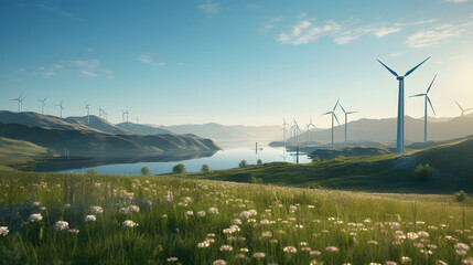 wind turbines in the mountains