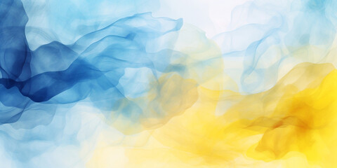 Abstract blue yellow watercolor background. Ukrainian watercolor backdrop with soft blur effect. Ukraine flag colors. For banner and poster. Watercolor abstract wallpaper.