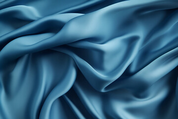 Fototapeta premium Luxurious fashion delicate blue canvas wallpaper. Blue silk fabric texture background. Beautiful blue satin textile texture with folds. Smooth elegant cloth abstract background.