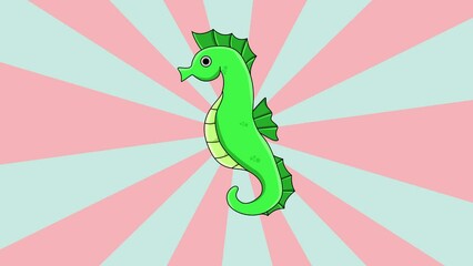 Animated seahorse icon with a rotating background - Powered by Adobe