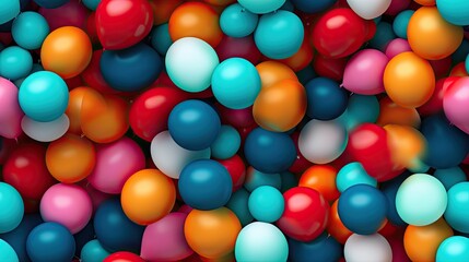  a bunch of balloons that are all different colors of blue, red, orange, and white in a pile.  generative ai