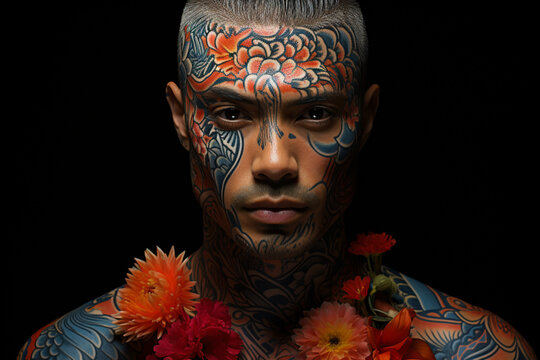 Irezumi Masterpiece: Tattooed Portrait - Generative AI
