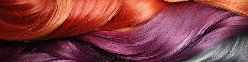 Collection of multi coloured hair - obrazy, fototapety, plakaty