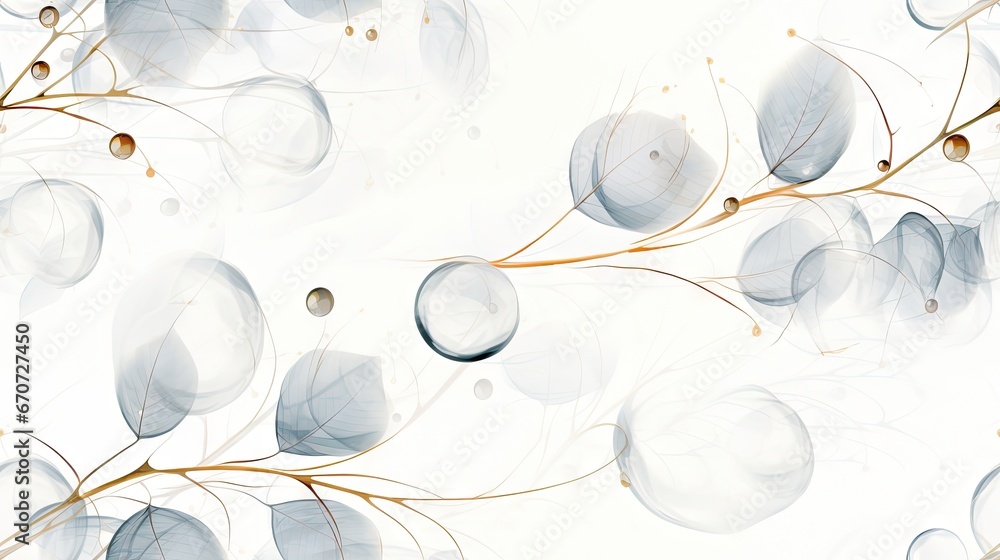 Poster a white background with a bunch of bubbles and a tree branch with lots of bubbles in the middle of i