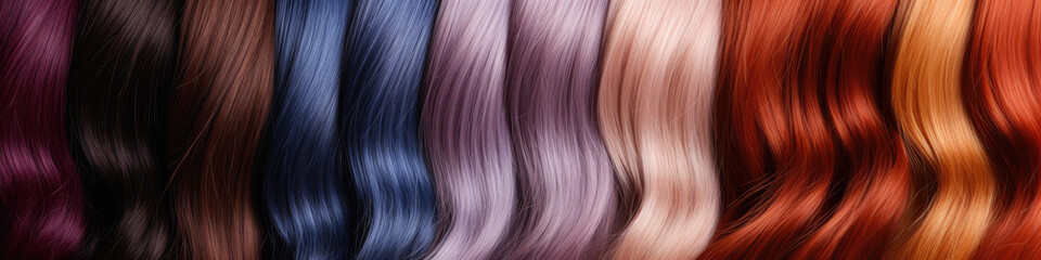 A Banner illustration of different hair colours - obrazy, fototapety, plakaty