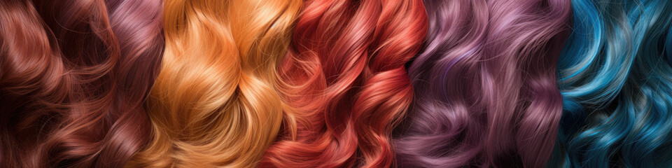 A Banner illustration of different hair colours - obrazy, fototapety, plakaty