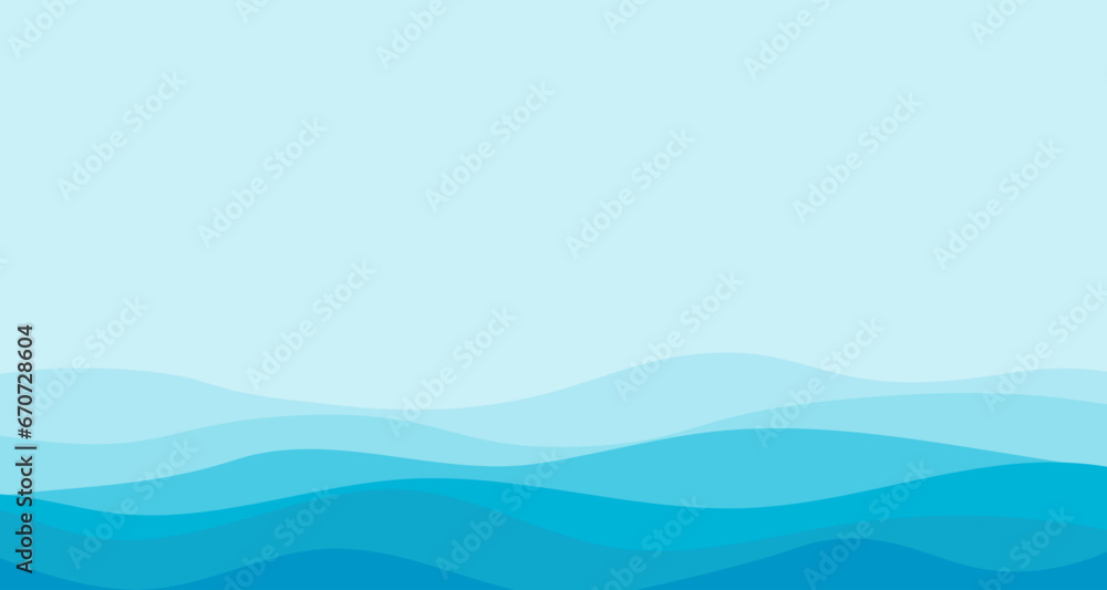Poster abstract vector background with waves. blue river ocean wave layer.