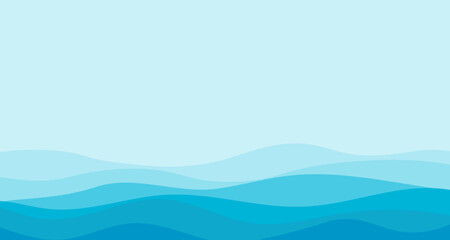 Abstract vector background with waves. Blue river ocean wave layer. 