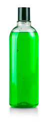 Green Shampoo bottle on a white background with clipping path