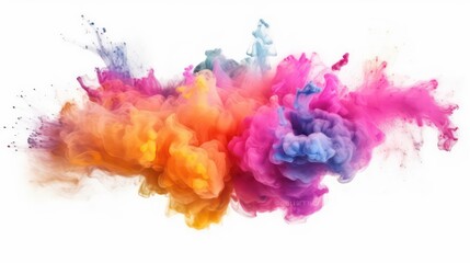 Abstract powder splatted background. Colorful powder explosion on white background. Colored cloud. Colorful dust explode. Paint Holi. High Quality Image