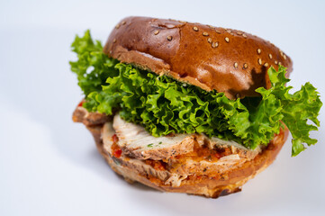 close up view, Various hamburgers, meat burgers for restaurant menu on white background. Isolated