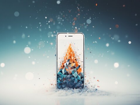 abstract christmas wallpaper on the smartphone. realistic 3D effect. 