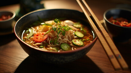 ramen soup with chicken and vegetables