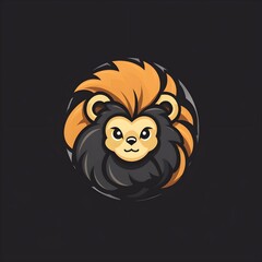 Cute and Simple Lion Logo Icon Illustration