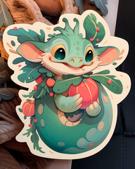 Chinese New Year green dragon sticker.