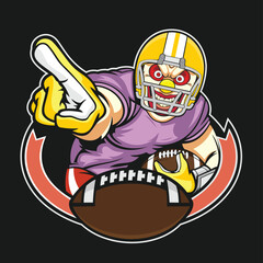 american football mascot logo clown vector art illustration rugby logo design