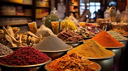 Foto auf Leinwand Colorful spices and dyes found at asian or african market © Olga