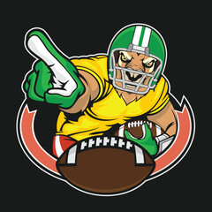 american football mascot logo deer vector art illustration rugby logo design