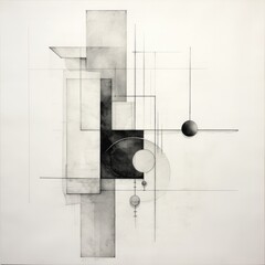 abstract black and white pencil painting. 