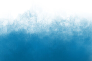 Rising blue smoke on transparent white background
