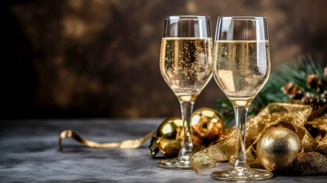 Two glasses of champagne generative ai