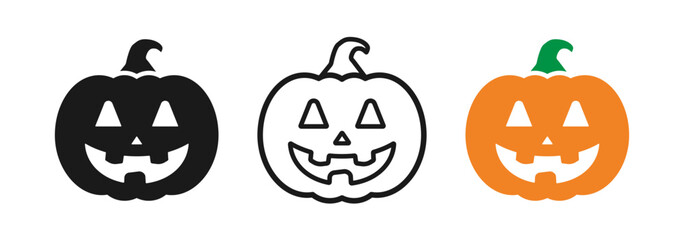 Halloween Pumpkin Vector Illustration Icon Set