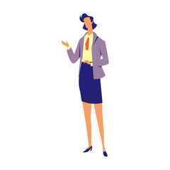 Illustration of Standing Faceless Businesswoman Character Explaining Something. Vector Design
