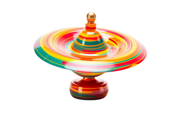 Whirling Toy Top Spinning with Vibrant Patterns, on transparent background