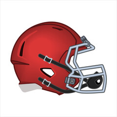 Fototapeta premium American football helmet. Side view. Sport equipment. Rugby helmet red isolated on white. American Football Symbol