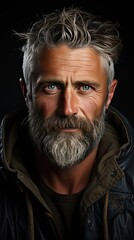 Obraz premium Portrait of middle aged man. Model portrait illustration. Generative AI