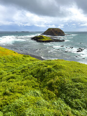 Dramatic views of The Nobbies on Phillip Island, Victoria, Australia from the boardwalk formerly...