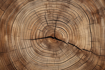 Old wooden oak tree surface. Rough organic texture of tree rings. Generative AI