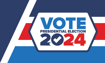 Presidential Election 2024 in United States. Vote day, November 5. US Election. Patriotic american element. Poster, card, banner and background. Vector illustration