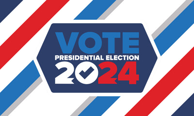 Presidential Election 2024 in United States. Vote day, November 5. US Election. Patriotic american element. Poster, card, banner and background. Vector illustration