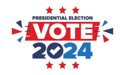 Presidential Election 2024 in United States. Vote day, November 5. US Election. Patriotic american element. Poster, card, banner and background. Vector illustration
