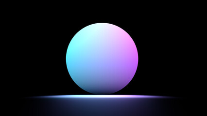 Neon circle, disk. Abstract, glowing round disk. 3D render