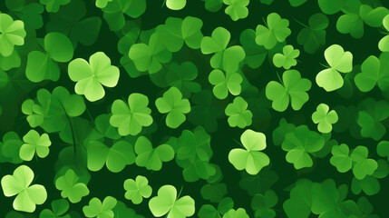 seamless pattern with green clover leaves, shamrock, symbol of Ireland, st. patrick's day, illustration, plant, nature, ornament, traditional, holiday, luck, spring
