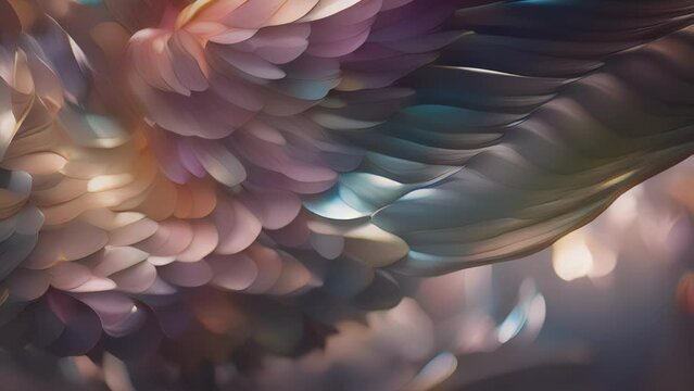A mermaids tail curls gracefully in this closeup shot, its iridescent scales reflecting the light and creating a dreamy, otherworldly effect.