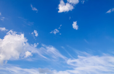 Blue sky with clouds background.