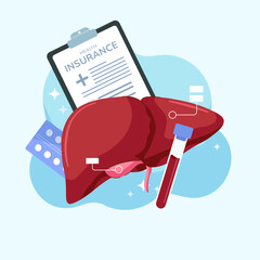Researcher studying liver tissue. Consulting Doctor. Medical Scientist. Gastroenterology Hepatology. Flat Vector Illustration.