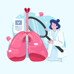 Prevention of lung diseases proper nutrition fluorography vaccination. Lung health. Medical concept. Vector illustration.