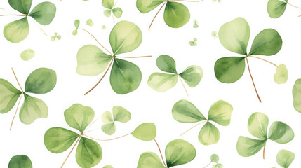 seamless pattern with green clover leaves, shamrock, symbol of Ireland, st. patrick's day, illustration, plant, nature, ornament, traditional, holiday, luck, spring - obrazy, fototapety, plakaty