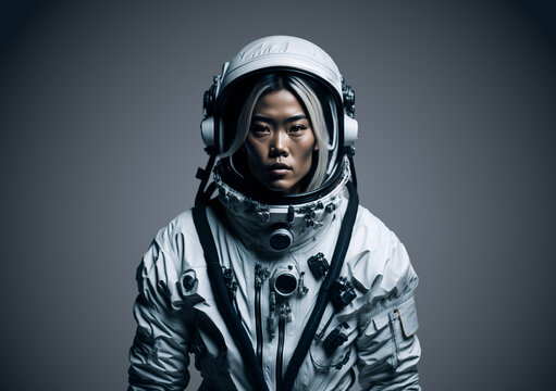 Portrait of an asian woman astronaut