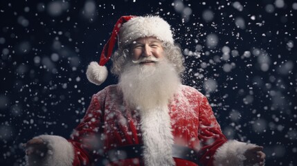 santa claus smiling in the snow outdoors
