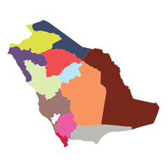 Saudi Arabia map. Map of Saudi Arabia in administrative regions