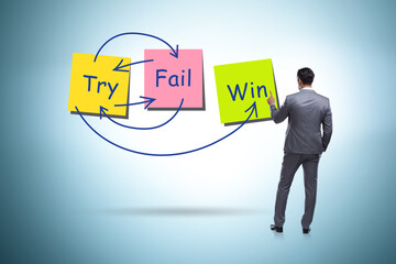 Business concept of try fail win